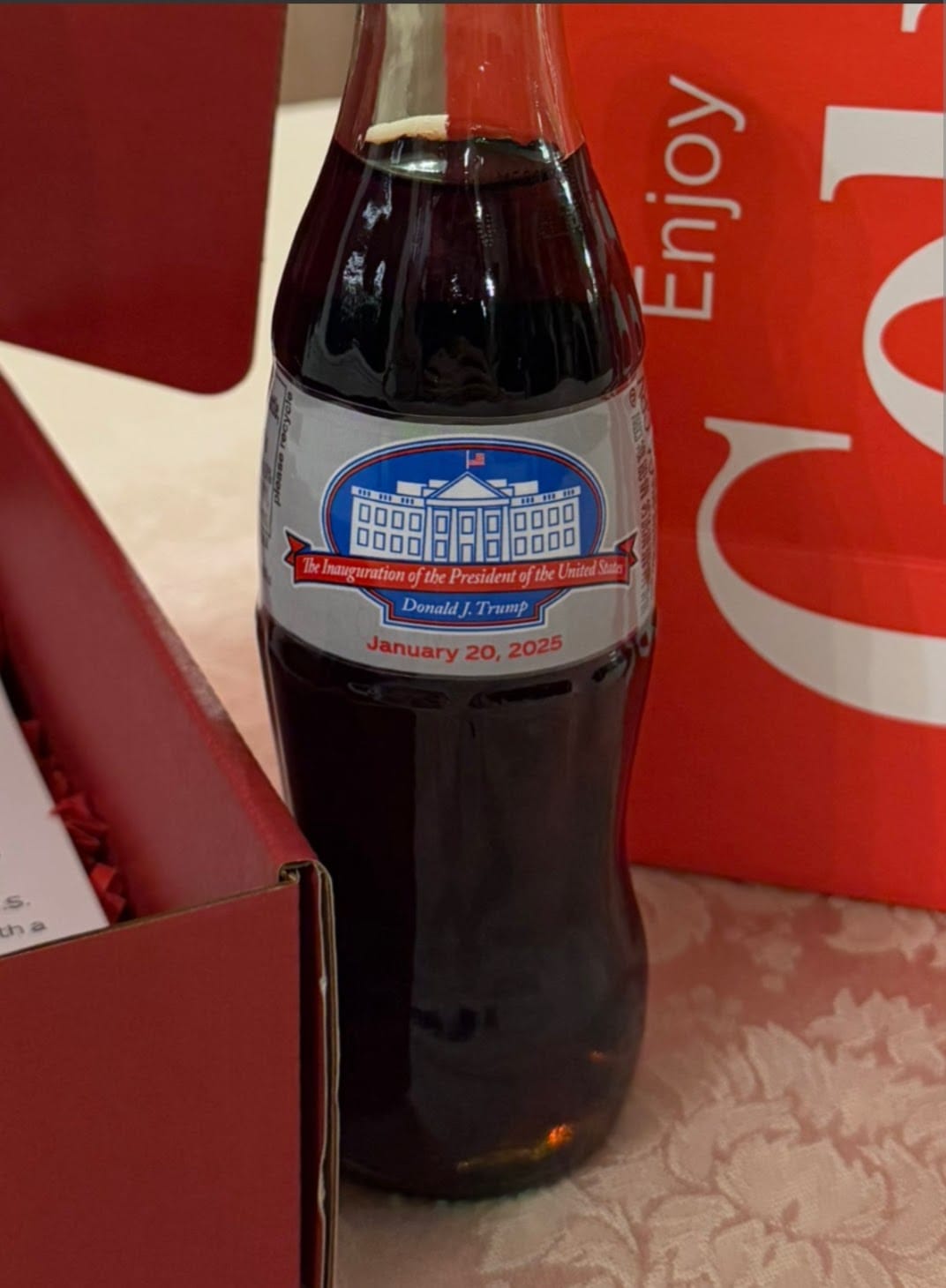 Donald Trump has been presented with a presidential Commemorative Inauguration Diet Coke